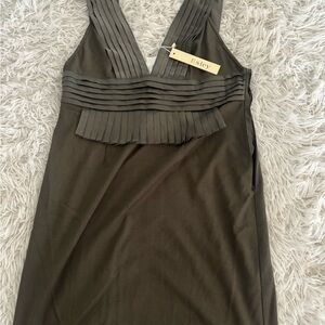 Esley Deep Olive Pleated Dress